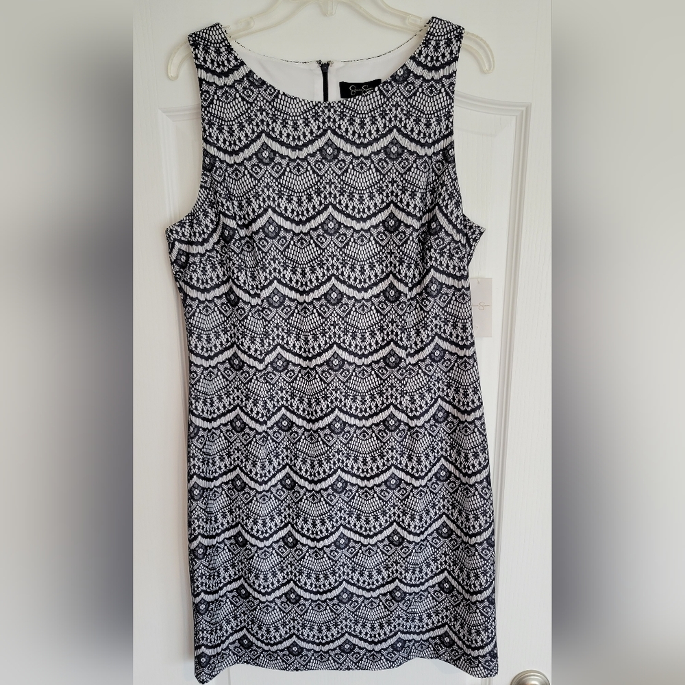 Jessica Simpson Lace Dress, Navy and White, Size 14